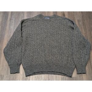 Bowen & Wright XXL 100% Wool Shetland Cable Knit Gray Sweater Menswear READ
